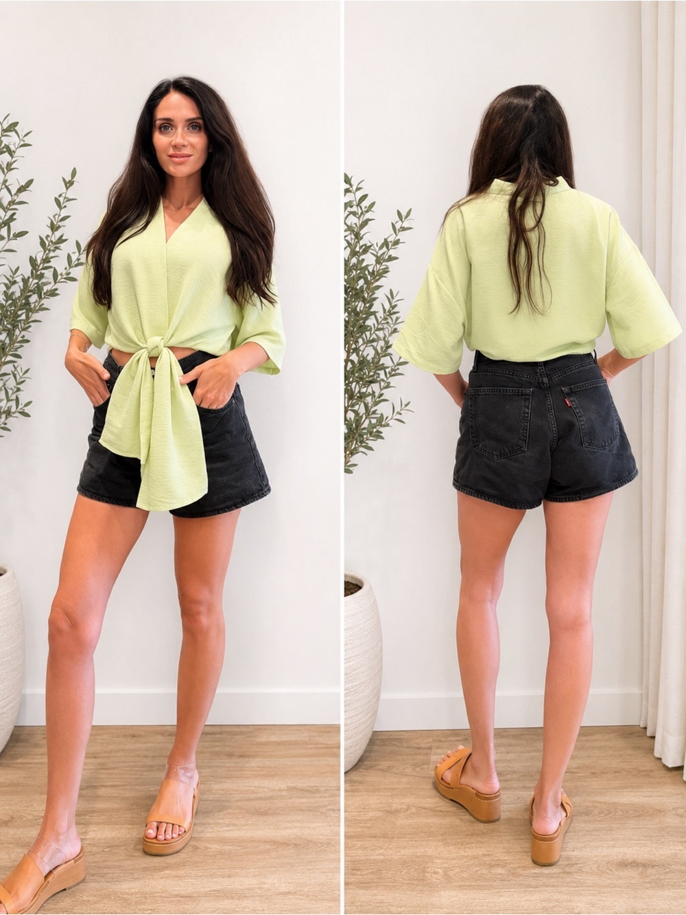 HYFVE Matcha Green Tie-Front Top